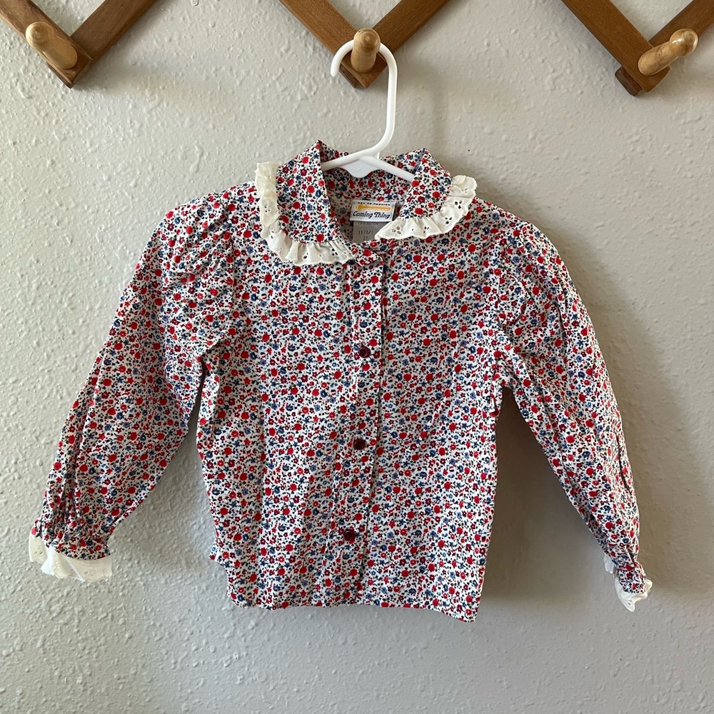 Vintage Floral and Lace Cotton Toddler Blouse